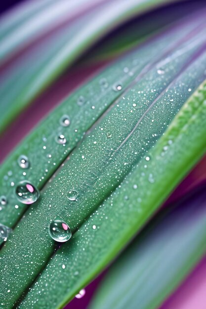 Foto ravvicinata delle foglie con gocce d'acqua macro shot