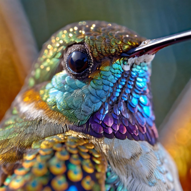 Foto ravvicinata di un colibrì