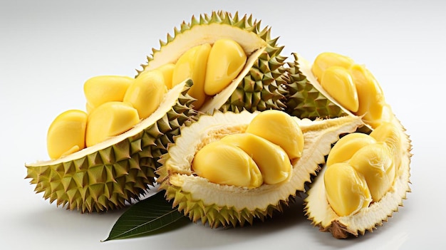 foto ravvicinata di un frutto durian su uno sfondo isolato