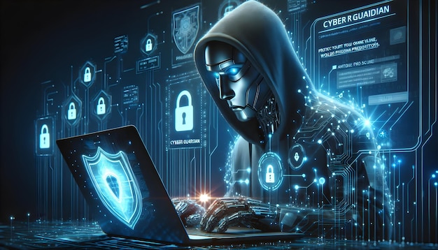 Foto reale come Cyber Guardian Sii un cyber guardian proteggete il vostro mondo online dai predatori di phishing