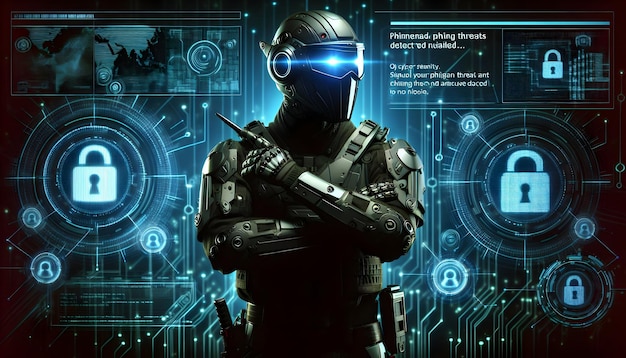 Foto reale come Cyber Sentinel La nostra sentinella di sicurezza informatica sorveglia le minacce di phishing rilevate