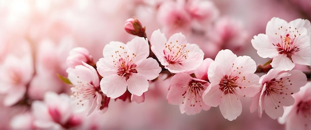 Foto reale come fiori di primavera Fiori di ciliegio che annunciano la primavera in una morbida esposizione di rosa e bianco