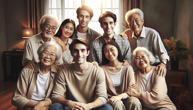 Foto reale come Timeless Bonds Un incontro di famiglia che cattura il legame senza tempo tra le generazioni