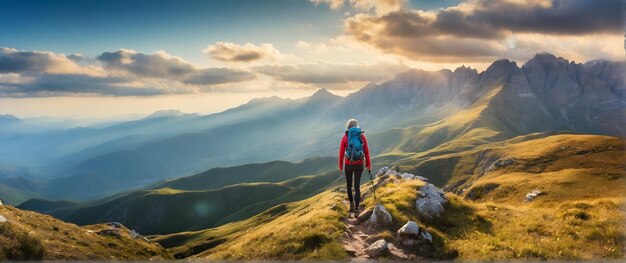 Foto reale come viaggi escursionistici Imbarcatevi in un'avventura escursionistica attraverso diversi terreni e viste straordinarie