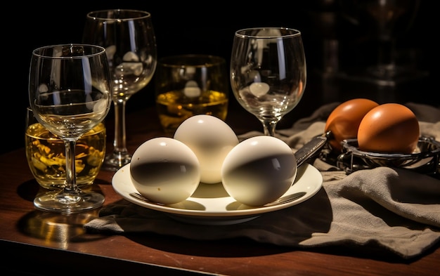 Foto reale di pollo bollito sul tavolo generata da Ai