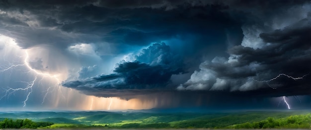 Foto reale di Storm Fury che cattura il potere stimolante dei fenomeni meteorologici attraverso i paesaggi