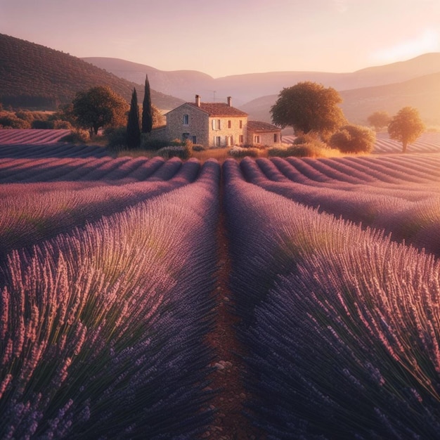 Foto realistica del campo di lavanda