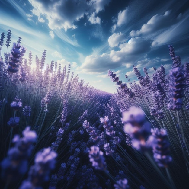 Foto realistica del campo di lavanda