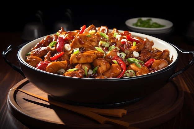 Foto realistica del pollo cinese kung pao