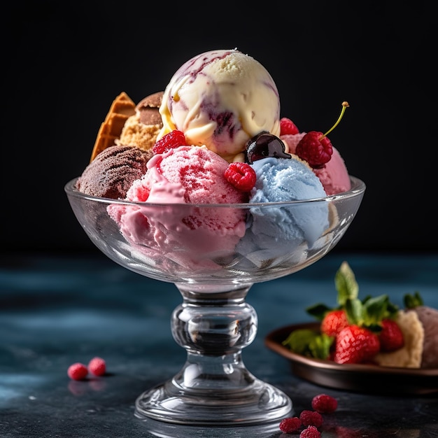 Foto realistica di Ice Cream CloseUp Food Photography