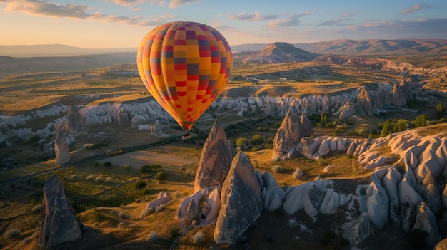 Foto realistica di un confortevole palloncino ad aria calda in stile Steampunk