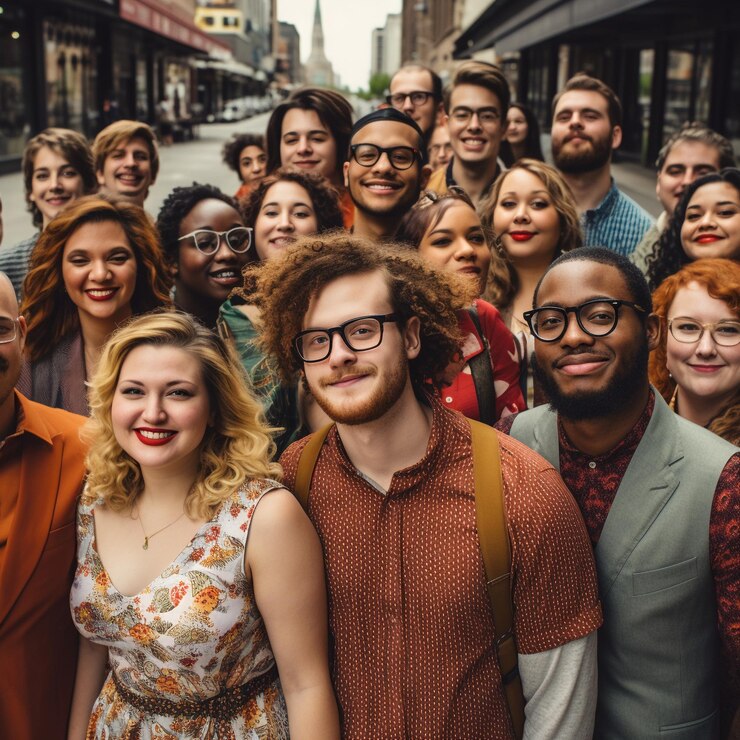 foto realistica di un gruppo di persone body positivity