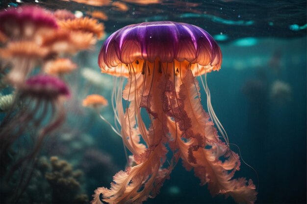 foto realistica di una bella e colorata medusa