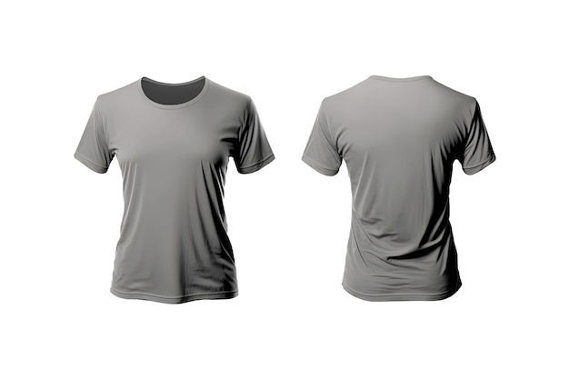 Foto realistiche magliette grigie maschili con copia spazio vista anteriore e posteriore