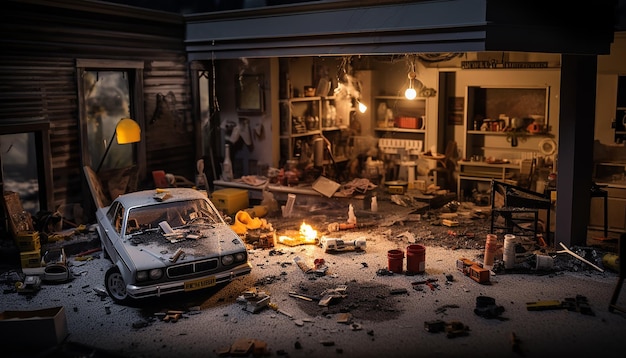 Foto-realistico diorama della scena del crimine