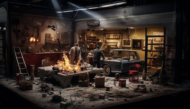 Foto-realistico diorama della scena del crimine