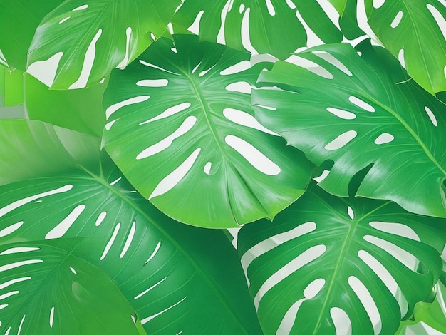 Foto realistico foglie verdi tropicali monstera sfondo