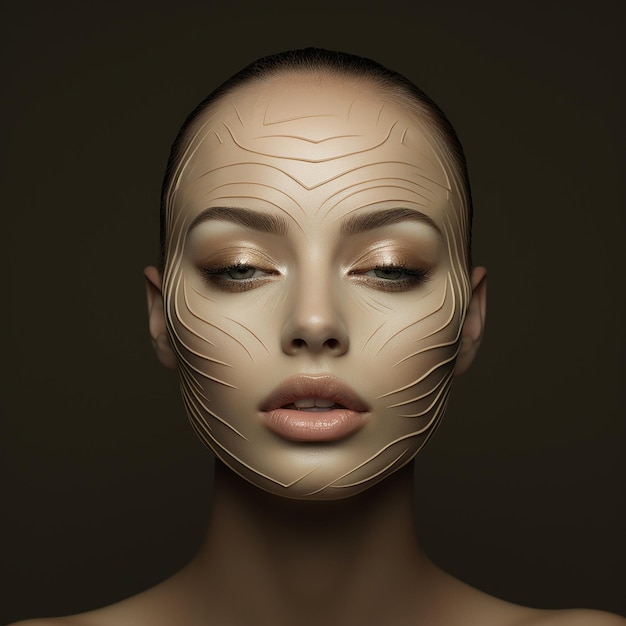 Foto renderizzata 3D del volto umano con il trucco