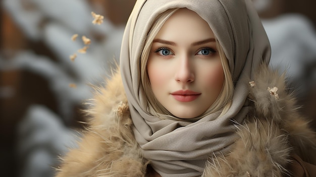 Foto renderizzata 3D di una ragazza carina con hijab