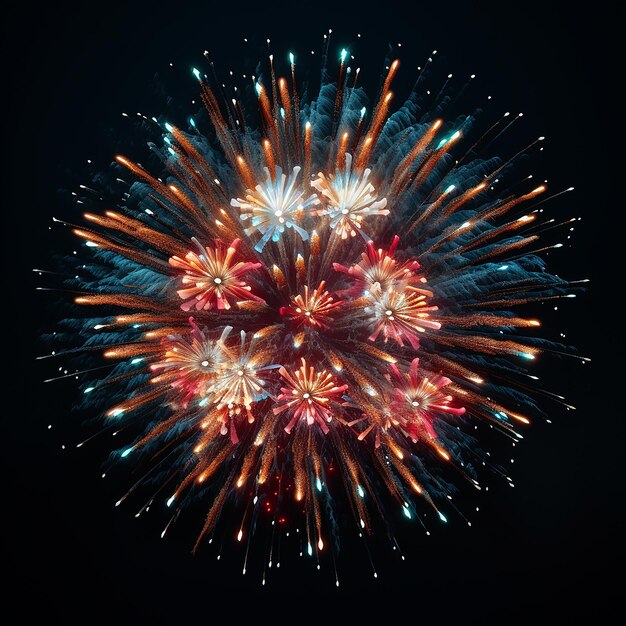 Foto renderizzata in 3D dei fuochi d'artificio di Capodanno