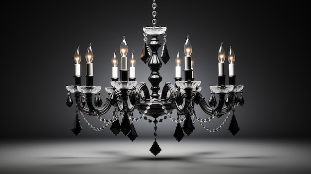 Foto renderizzata in 3D del design del lampadario di cristallo