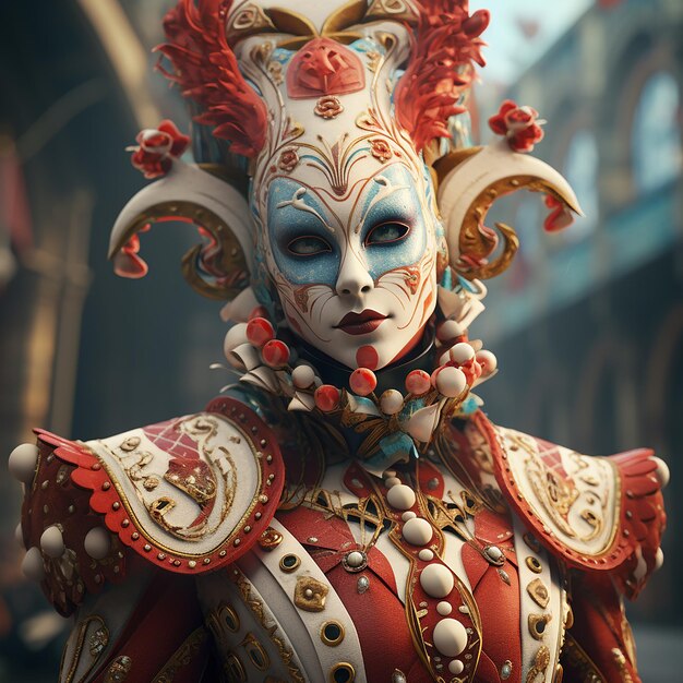 Foto renderizzata in 3D del personaggio del carnevale