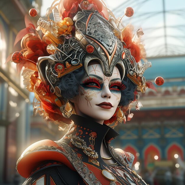 Foto renderizzata in 3D del personaggio del carnevale