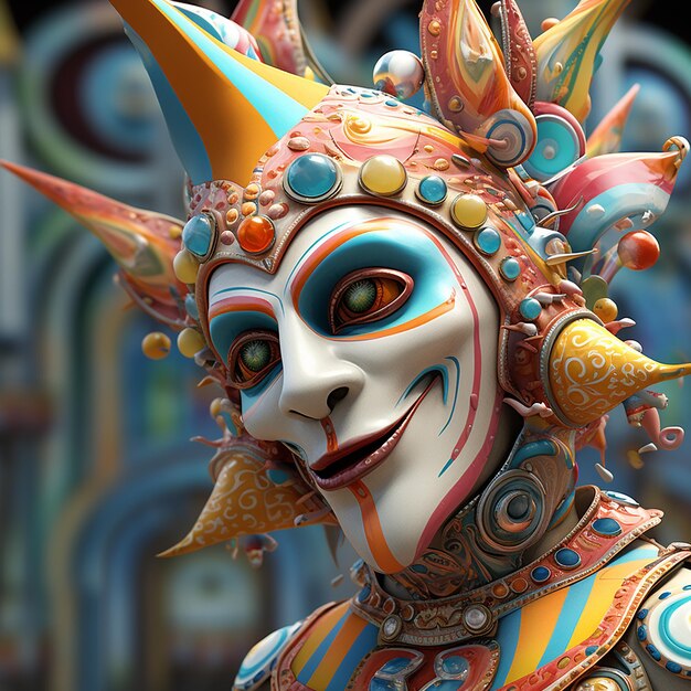 Foto renderizzata in 3D del personaggio del carnevale