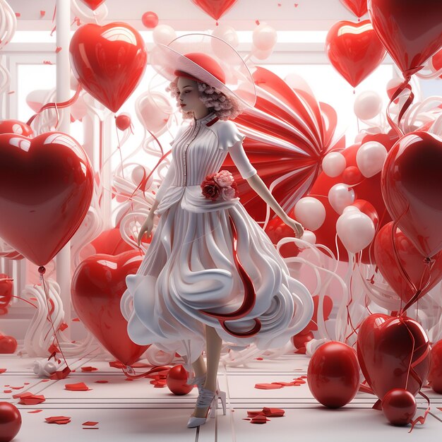 Foto renderizzate in 3D della decorazione del cuore