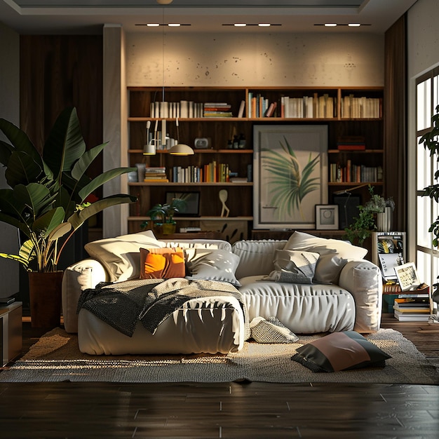 Foto renderizzate in 3D di combinazioni di colori alla moda per l'interno di una casa accogliente