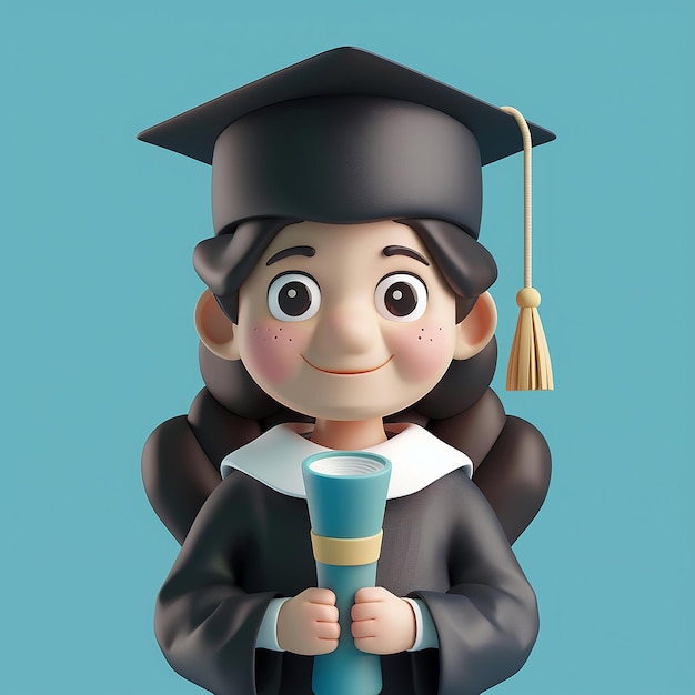 Foto renderizzate in 3D di illustrazione 3D di uno studente che indossa l'uniforme scolastica illustrazione di cartoni animati