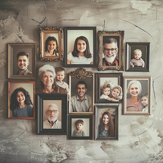 Foto renderizzate in 3D di modelli di collage familiari a mezzo tono con disegni diversi