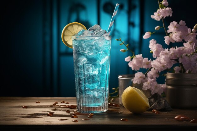 foto rinfrescarsi con soda blu hawaiana