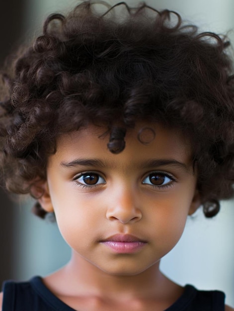 Foto ritratto di bambino neozelandese con capelli ricci maschi