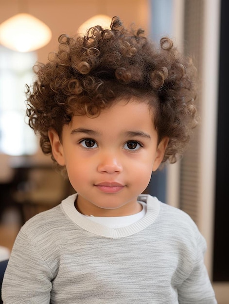 Foto ritratto di capelli ricci maschili di un bambino nigeriano