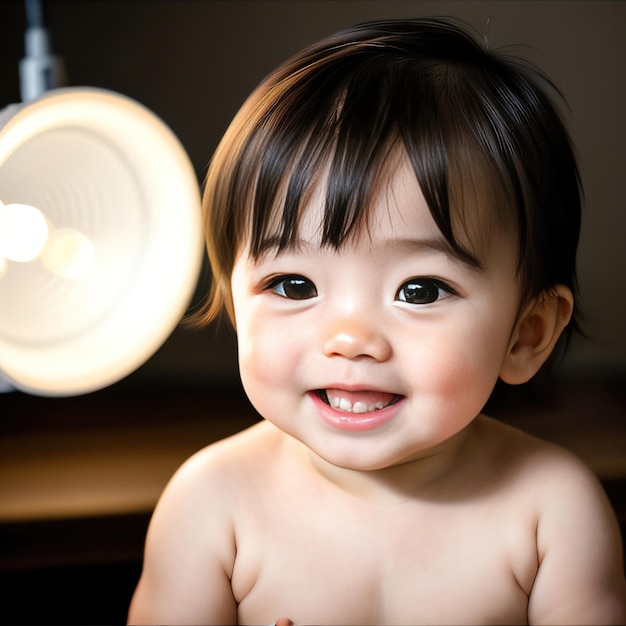 Foto ritratto di carino bellissimo bambino adorabile che sorride sulla fotocamera