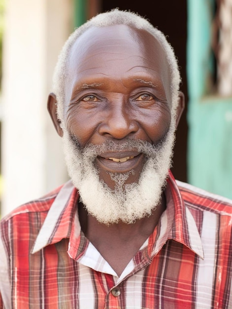 Foto ritratto di un uomo adulto keniano con i capelli ricci