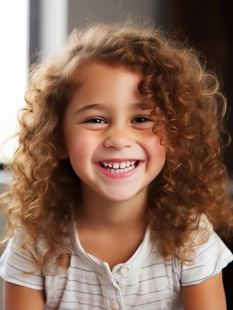 Foto ritratto di una bambina neozelandese con i capelli ondulati femminili