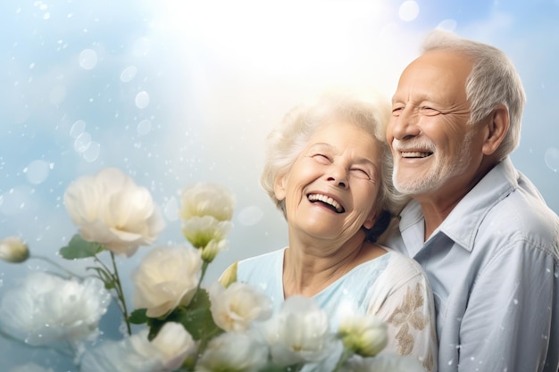 Foto romantica una coppia di pensionati innamorati