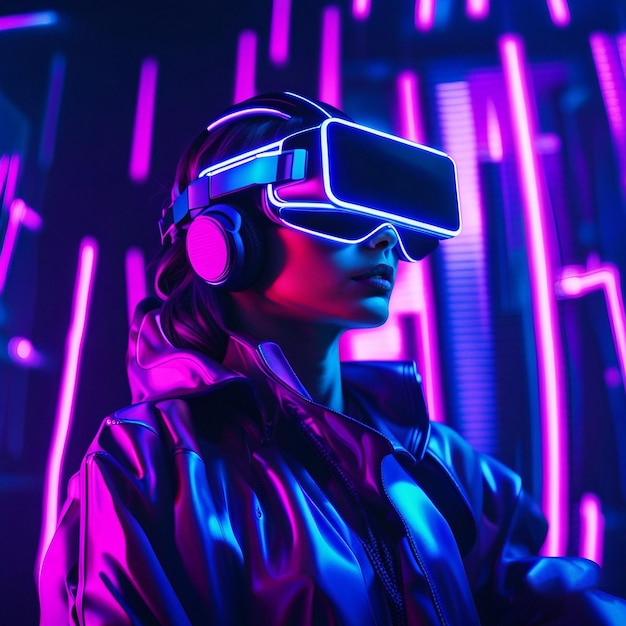 foto scattate a donne che sperimentano un effetto punk al neon VR