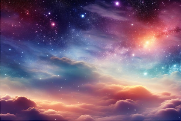 Foto sfondo cosmico di stelle e galassie colori pastello