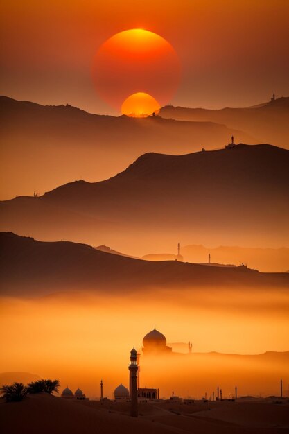 foto shillouette della moschea minareti