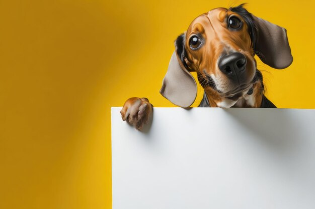 Foto simpatico cane che guarda oltre lo spazio libero del banner per il tuo testo