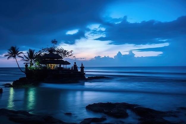 Foto spiaggia con vista a colori del cielo bianco blu