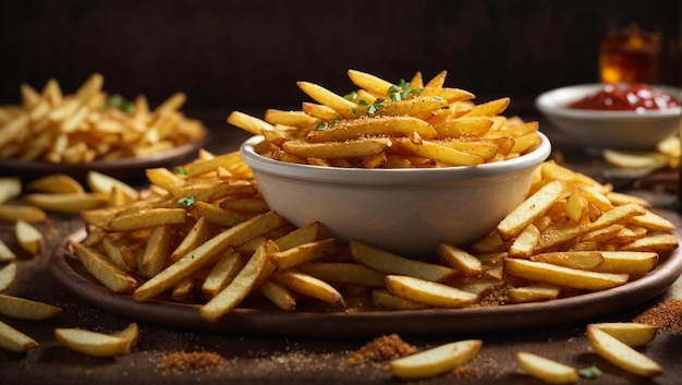 Foto spicchi di patate fritte con salsa e maionese chips croccanti deliziose 8