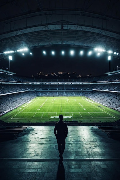 Foto stadio di calcio di notte generativa ai