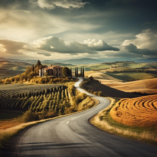 foto strada asfaltata in Toscana, Italia