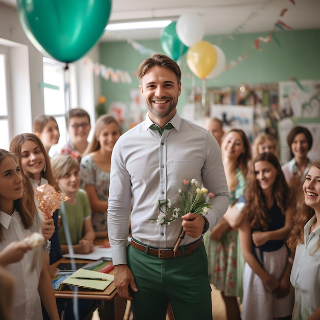 foto Studente e insegnante celebrano la giornata internazionale degli insegnanti ai generativa