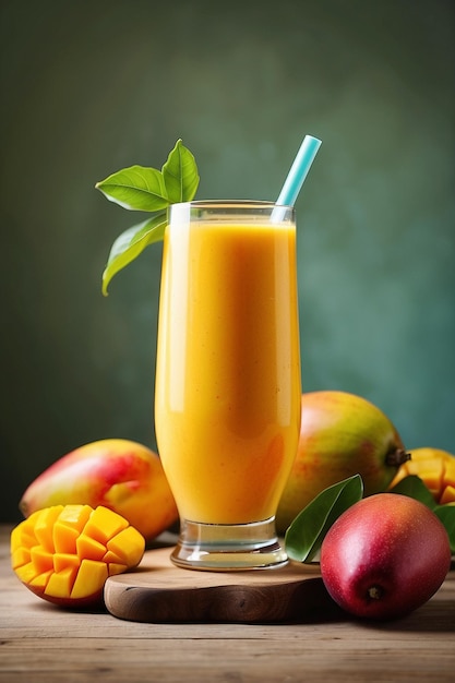 Foto succo di mango e mango su un tavolo