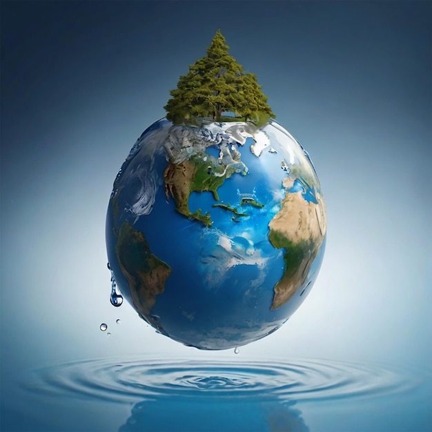 Foto terra a forma di goccia da due mani un conferenza sui cambiamenti climaticigiorno mondiale dell'acqua